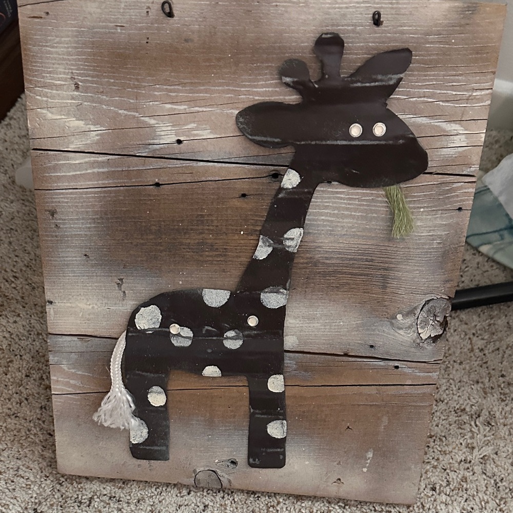 Rustic Giraffe Mixed Media Wall Art